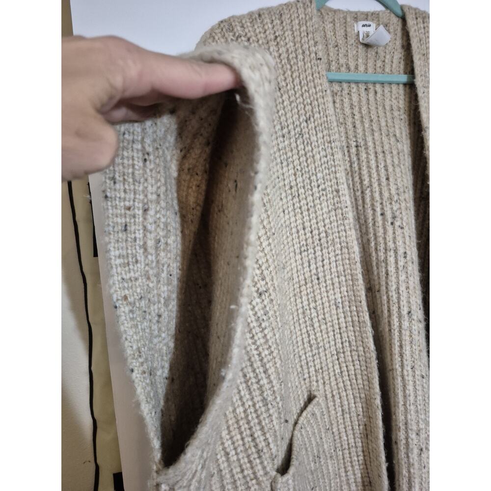 💥 Aerie Ribbed Sweater Cape Cozy Cloud Open-Front Beach Dune Size OS - Picture 4 of 9
